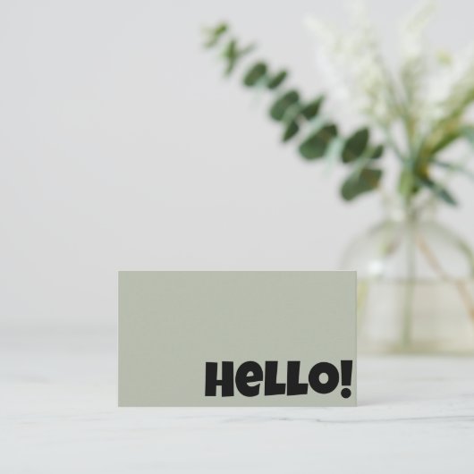 Hallo Retro Groovy Neutrale Sage Groene QR Code Visitekaartje (Staand voorkant)