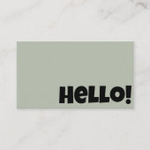 Hallo Retro Groovy Neutrale Sage Groene QR Code Visitekaartje (Voorkant)