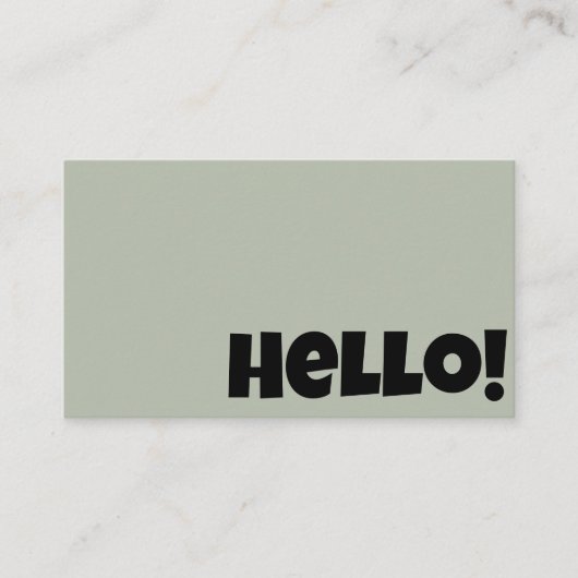 Hallo Retro Groovy Neutrale Sage Groene QR Code Visitekaartje (Voorkant)