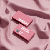 Hallo Retro Groovy Vrouwelijk Roze QR Code Visitekaartje