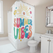 Hallo Retro Groovy Zomervibes Zonnebloem Douchegordijn (In situ)