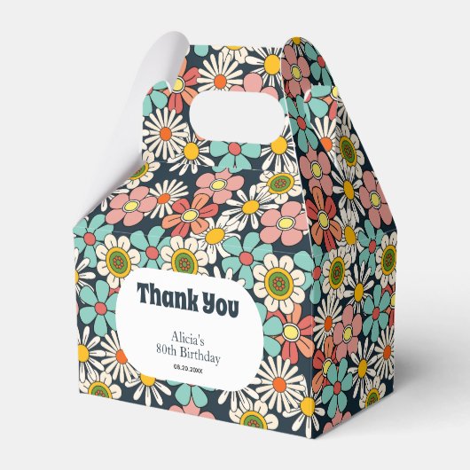 Hallo Retro Hippie Groovy Flower Bedankdoosjes (Voorkant Zijde)
