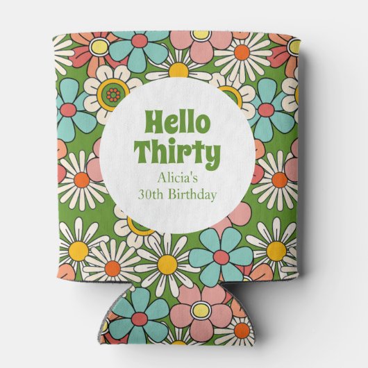 Hallo Retro Hippie Groovy Flower Blikjeskoeler (Achterkant)