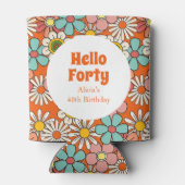 Hallo Retro Hippie Groovy Flower Blikjeskoeler (Achterkant)