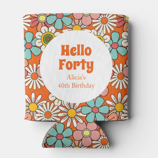 Hallo Retro Hippie Groovy Flower Blikjeskoeler (Achterkant)