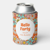 Hallo Retro Hippie Groovy Flower Blikjeskoeler (Blikje Achterkant)