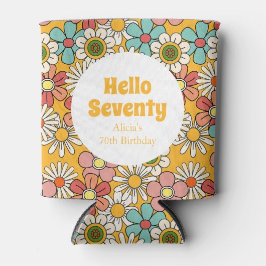 Hallo Retro Hippie Groovy Flower Blikjeskoeler (Voorkant)