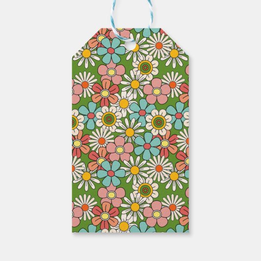Hallo Retro Hippie Groovy Flower Cadeaulabel (Achterkant)