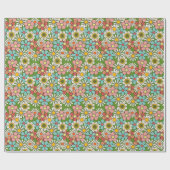Hallo Retro Hippie Groovy Flower Cadeaupapier (Vlak)