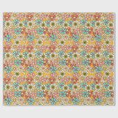 Hallo Retro Hippie Groovy Flower Cadeaupapier (Vlak)