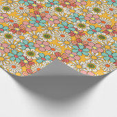 Hallo Retro Hippie Groovy Flower Cadeaupapier (Hoek)