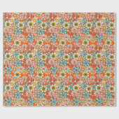 Hallo Retro Hippie Groovy Flower Cadeaupapier (Vlak)