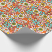 Hallo Retro Hippie Groovy Flower Cadeaupapier (Hoek)