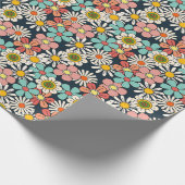 Hallo Retro Hippie Groovy Flower Cadeaupapier (Hoek)