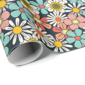 Hallo Retro Hippie Groovy Flower Cadeaupapier (Rol Hoek)