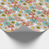 Hallo Retro Hippie Groovy Flower Cadeaupapier (Hoek)