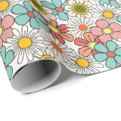 Hallo Retro Hippie Groovy Flower Cadeaupapier (Rol Hoek)