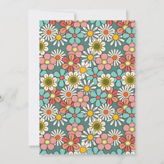 Hallo Retro Hippie Groovy Flower Kaart (Achterkant)