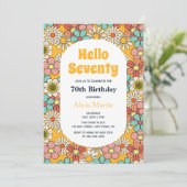 Hallo Retro Hippie Groovy Flower Kaart (Staand voorkant)