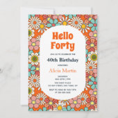 Hallo Retro Hippie Groovy Flower Kaart (Voorkant)