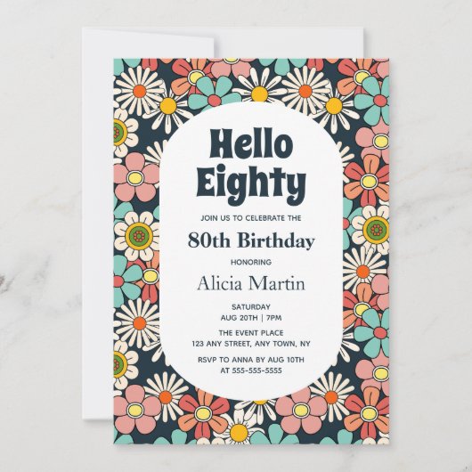 Hallo Retro Hippie Groovy Flower Kaart (Voorkant)