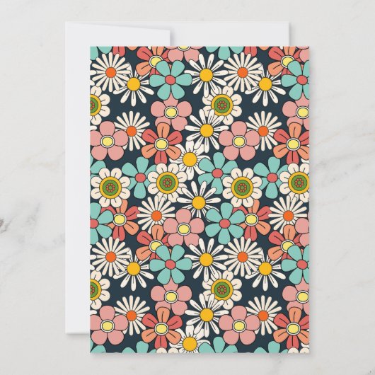 Hallo Retro Hippie Groovy Flower Kaart (Achterkant)