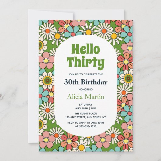 Hallo Retro Hippie Groovy Flower Kaart (Voorkant)