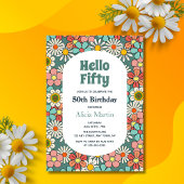 Hallo Retro Hippie Groovy Flower Kaart