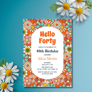 Hallo Retro Hippie Groovy Flower Kaart
