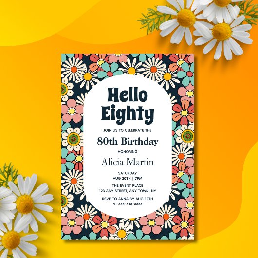 Hallo Retro Hippie Groovy Flower Kaart