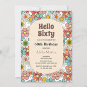 Hallo Retro Hippie Groovy Flower Kaart (Voorkant)