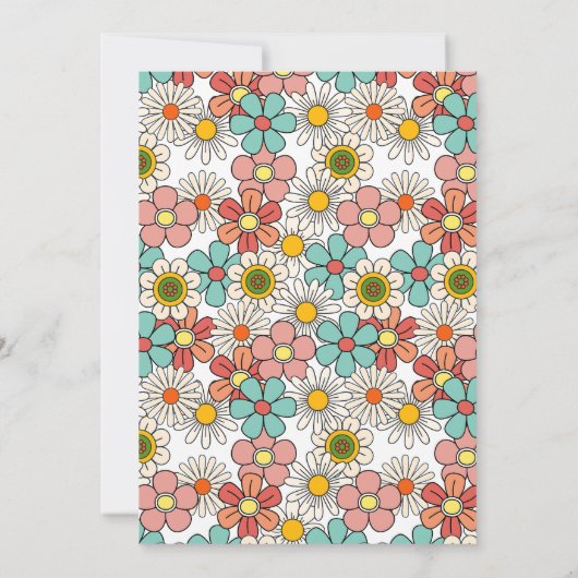 Hallo Retro Hippie Groovy Flower Kaart (Achterkant)