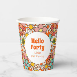 Hallo Retro Hippie Groovy Flower Papieren Bekers