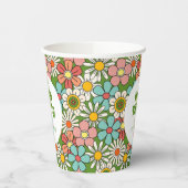 Hallo Retro Hippie Groovy Flower Papieren Bekers (Links)