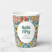 Hallo Retro Hippie Groovy Flower Papieren Bekers (Achterkant)