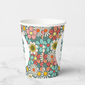 Hallo Retro Hippie Groovy Flower Papieren Bekers (Rechts)