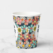 Hallo Retro Hippie Groovy Flower Papieren Bekers (Rechts)