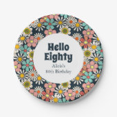 Hallo Retro Hippie Groovy Flower Papieren Bordje (Voorkant)