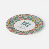 Hallo Retro Hippie Groovy Flower Papieren Bordje (Gekanteld)