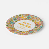 Hallo Retro Hippie Groovy Flower Papieren Bordje (Gekanteld)