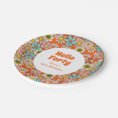 Hallo Retro Hippie Groovy Flower Papieren Bordje (Gekanteld)
