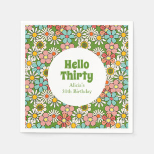 Hallo Retro Hippie Groovy Flower Servet