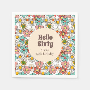 Hallo Retro Hippie Groovy Flower Servet