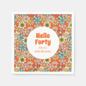 Hallo Retro Hippie Groovy Flower Servet (Voorkant)