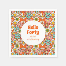 Hallo Retro Hippie Groovy Flower Servet
