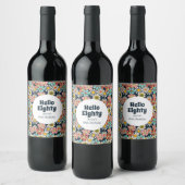 Hallo Retro Hippie Groovy Flower Wijn Etiket (Flessen)