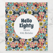Hallo Retro Hippie Groovy Flower Wijn Etiket (Enkel label)