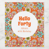 Hallo Retro Hippie Groovy Flower Wijn Etiket (Enkel label)