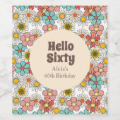 Hallo Retro Hippie Groovy Flower Wijn Etiket (Enkel label)