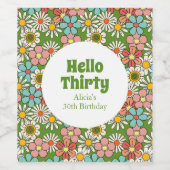 Hallo Retro Hippie Groovy Flower Wijn Etiket (Enkel label)